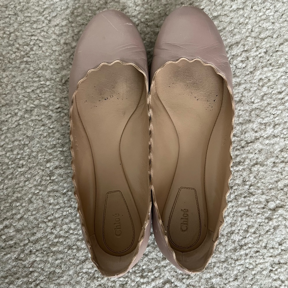 Chloe Lauren Scalloped Flats - Taupe
